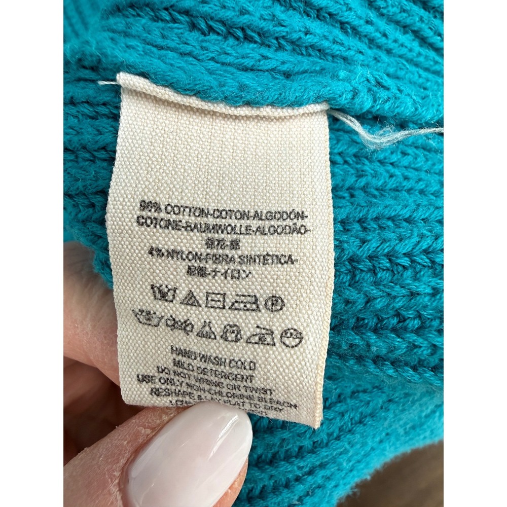 Free People Downtown Teal Ribbed Asymetrical Oversized Dolman Sleeve Sweater S - Picture 6 of 9